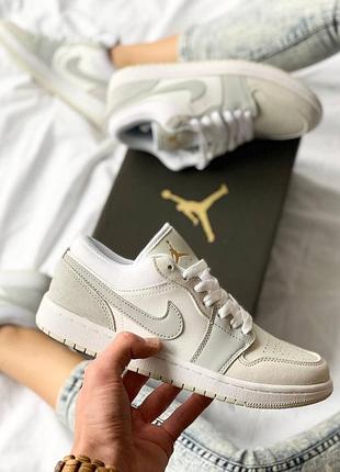 Кроссовки nike air jordan low для женщин бело-серые кожаные стильные удобные 41