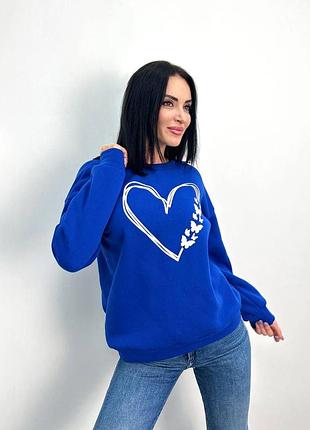 Женский теплый свитшот с накаткой 50/52, электрик