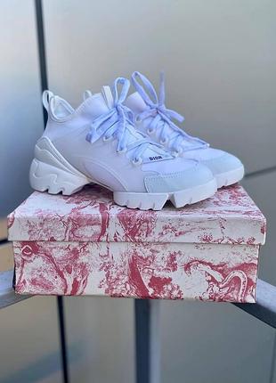 Женские кроссовки dior d-connect sneaker для женщин белые кожанные брендовые люкс кроссы качественные