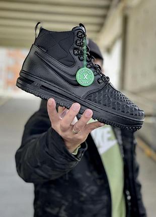 Зимові кросівки nike lunar force 1 duckboot 17 чорні шкіряні утеплені для зими