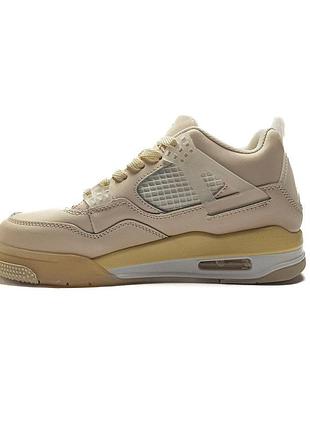 Жіночі кросівки nike air jordan retro 4 кроси найк бежеві шкіряні для жінок зручні повсякденні