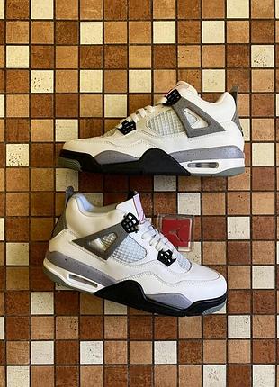 Кеды nike air jordan retro 4 белые для мужчин удобные кожа белые 38