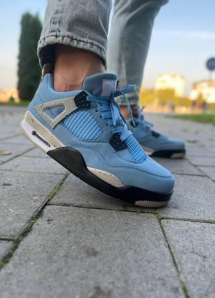 Мужские кроссовки nike air jordan retro 4 голубые, классические и комфортные кроссовки для мужчин nike 37