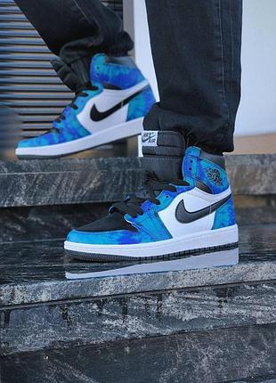 Жіночі кросівки nike air jordan 1 high сині шкіряні, стильні та надійні кроси найк