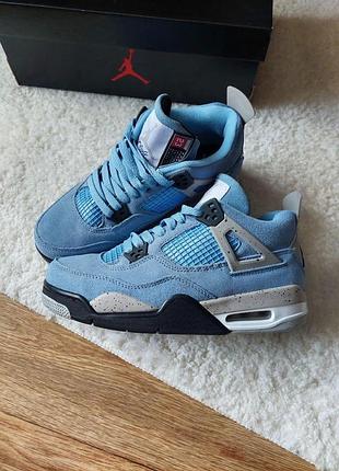 Кеди nike air jordan retro 4 блакитні для чоловіків зручні шкіра найк
