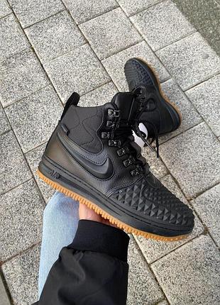 Nike lunar force 1 duckboot 17 зимние черные кожаные кроссовки для зимы утепленные 42