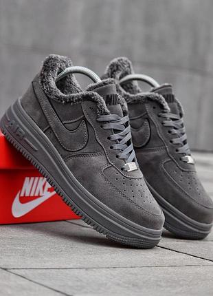 Зимние мужские кроссовки nike suede winter серые замшевые на меху найк термо качественные с влагозащитой 43