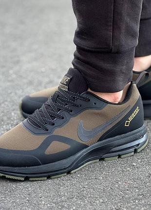 Зимние мужские кроссовки nike shield gore-tex кожаные хаки на мембране, кроссовки найк стильные повседневные утепленные кожа 45