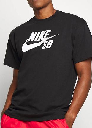 Мужская футболка nike swoosh sb logo черная унисекс найк свуш