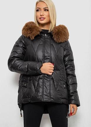 Куртка женская зимняя короткая, цвет черный, 244r865