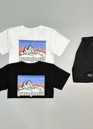Футболка біла + футболка чорна + шорти плащівка patagonia артикул: p0020