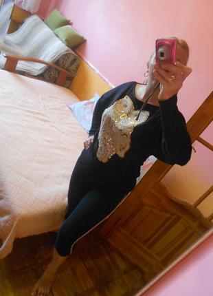 Реглан кофта черная c совой nicole tu