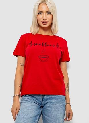 Футболка женская с принтом, цвет красный, 244r1251