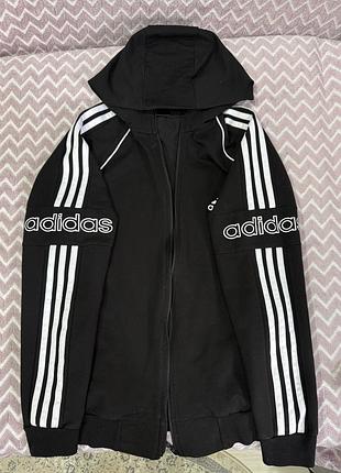 Кофта зіпка спортивна adidas, чорна, еластан, розмір m-l