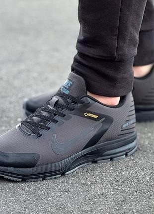 Зимние мужские кроссовки nike shield gore-tex кожаные черные на мембране, кроссовки найк стильные повседневные утепленные кожа 45