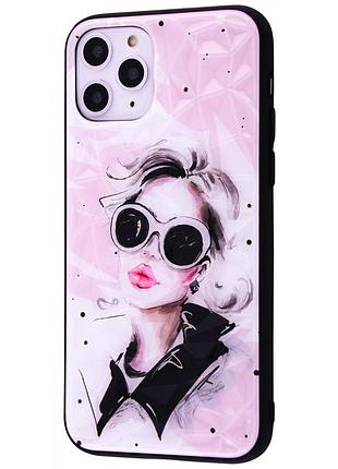 Чехол для apple iphone 11 pro женщина в очках. цвет: розовый uz-18
