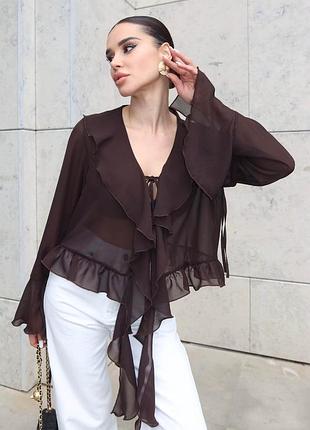 Блуза jadone fashion камелия m шоколад