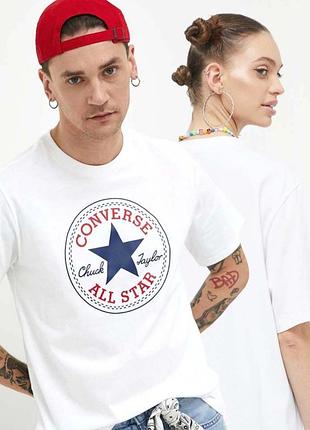 Чоловіча футболка converse all star біла унісекс конверс