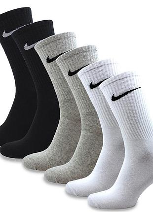 Мужские высокие носки nike classic 6 пар 36-45 three color высокие носочки летние найк демисезонные 36-40