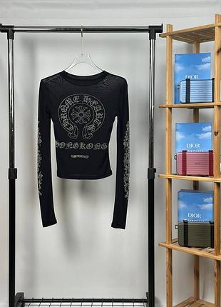 Лонгслів chrome hearts для жінок | стиль premium streetwear | м’яка бавовна, ідеальний фіт черный, xl
