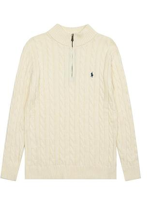 Светр напівзамок ralph lauren зип-светр 1/3 ральф лаурен кофта світер ральф лорен xl, білий