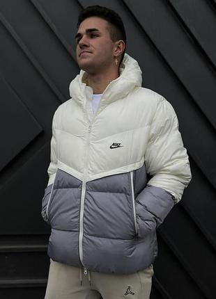Мужской зимний пуховик nike storm-fit white/grey 2xl