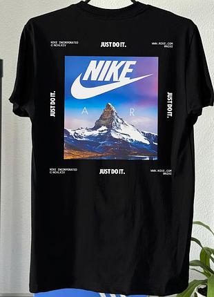 Черная футболка nike mountain air мужская черная футболка найк с большим принтом горы найк футболка унисекс