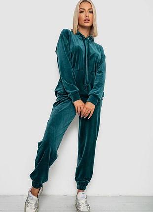 Спортивный костюм женский велюровый, цвет зеленый, 241r1530-5