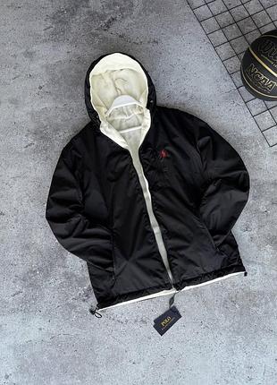 Куртка polo ralph lauren двухсторонняя теплая черная белая m