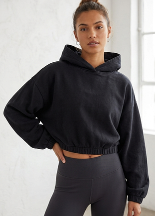 Черное укороченное оверсайз худи asos design