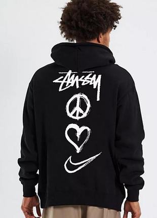 Мужские худи stussy x nike peace унисекс толстовка стусси стулси найк толстовка с капюшоном кофта xl
