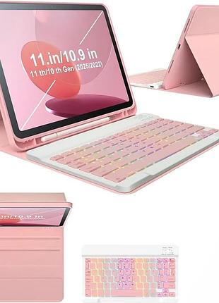Чехол для ipad 11, 10-го поколения с клавиатурой 10,9-дюймовый съемный чехол для беспроводной клавиатуры с