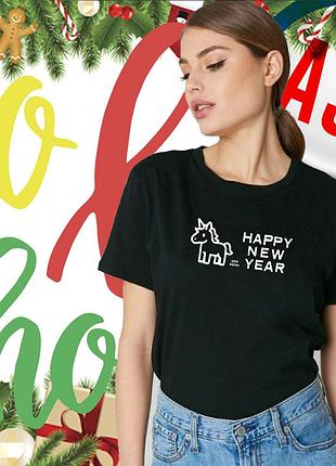 Новорічна футболка жіноча, рік коноді, 2026, happy new year, футболки з новорічними принтами під замовлення 1 день. l