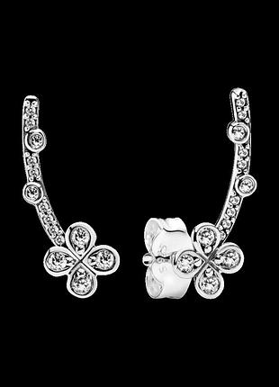 Серебряные серьги "четырехлистный цветок" 297936cz