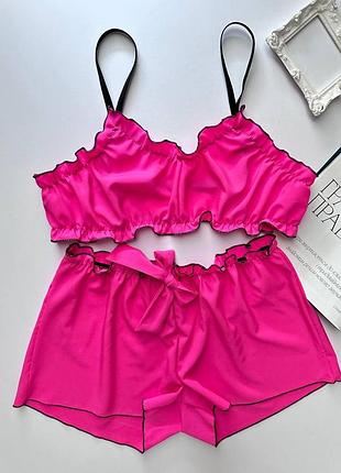 Яркий комплект для дома и сна, пижама топ и шорты