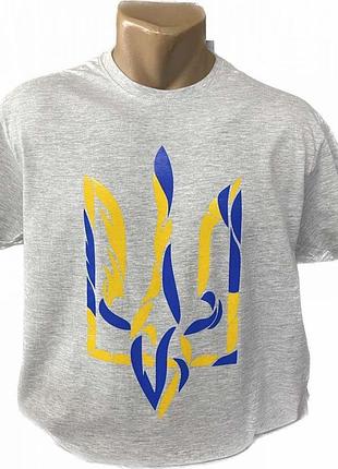Мужская футболка герб сине-желтая серая (упаковка) s-xl (патриотические футболки)
