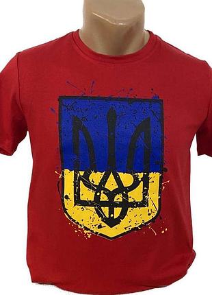 Мужская футболка герб сине-желтый красная (упаковка) s-xl (патриотические футболки)