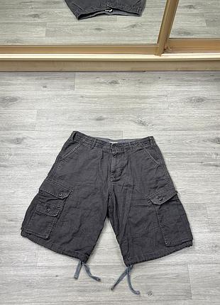 Шорты карго allsaints оригинал мужские серые графит лен хлопок
