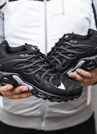 Кроссовки мужские черные серые кожа текстиль 41 42 nike air max tn terrascape plus black gray