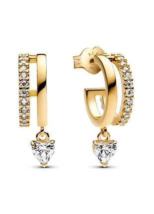 Серьги pandora с подвесным сердцем 263685c01