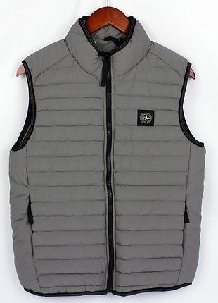 Жилетка stone island, цвет серый, разные размеры серый, xxl