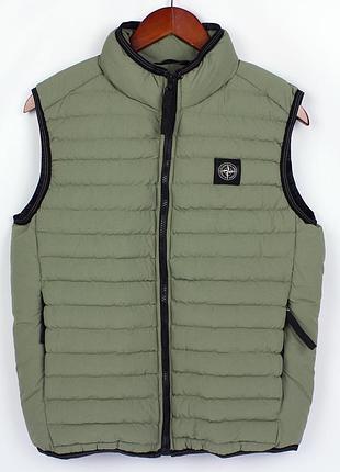 Жилетка stone island, цвет хаки, разные размеры хаки, xxl