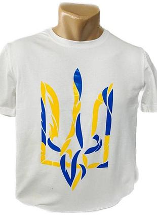 Мужская футболка герб сине-желтая белая сине-желтый (упаковка) s-xl (патриотические футболки)