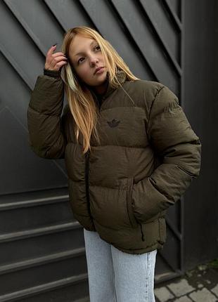 Жіночий зимовий пуховик adidas haki xl