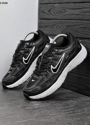 Чорно білі кросівки чоловічі nike p-6000 black white розмір 41 42 43 44 45
