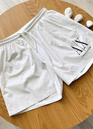 Плавки мужские armani белые шорты для купания модные для плавания сеточкой стильные однотонные боксеры для пляжа комфортные