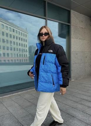 Женский зимний пуховик the north face black/blue xxl