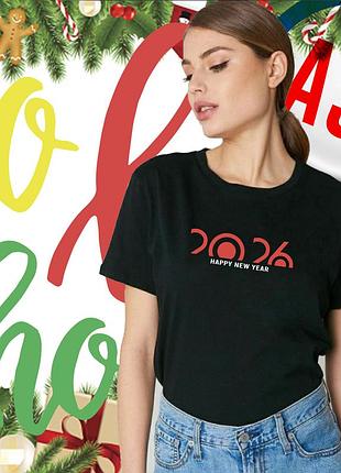 Новорічна футболка жіноча, 2026, рік конаді, happy new year, футболки з новорічними принтами під замовлення 1 день. xl