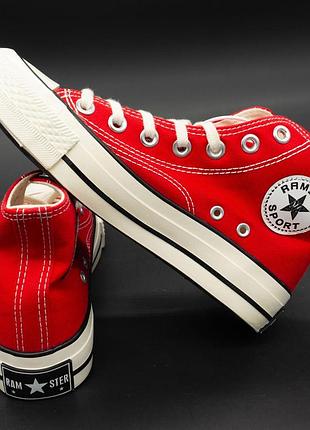 Кеди ramster у стилі converse, конверс chuck 70 високі червоні 38. розміри в наявності: 36, 37, 38, 39.