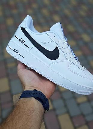 Чоловічі літні шкіряні кросівки nike force 1 double air білі з чорним кросівки найк форс для хлопця 45